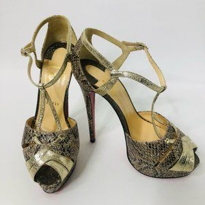 Christian Louboutin GLENNALTA 150 Glitter Snake Platform Heels